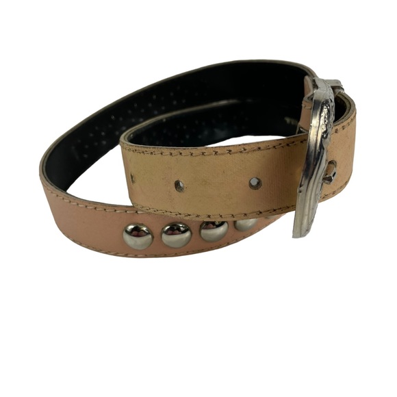 Vintage Western Studded USA Made Small-Medium Vegan Leather Rodeo Style Belt S-M - Picture 8 of 16